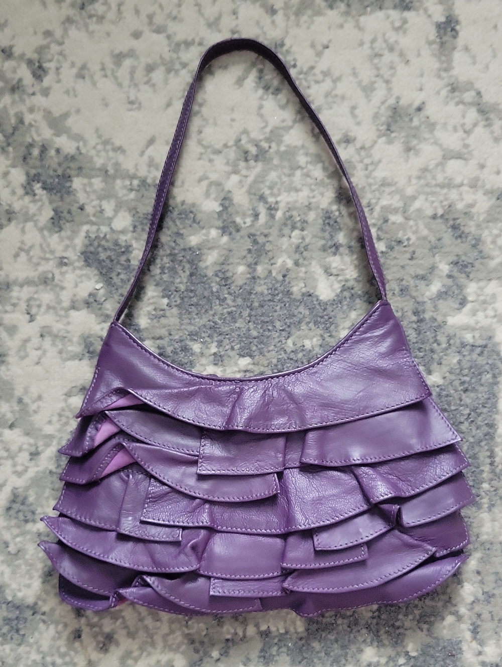 Ruffled Purple Shoulder Bag for Women